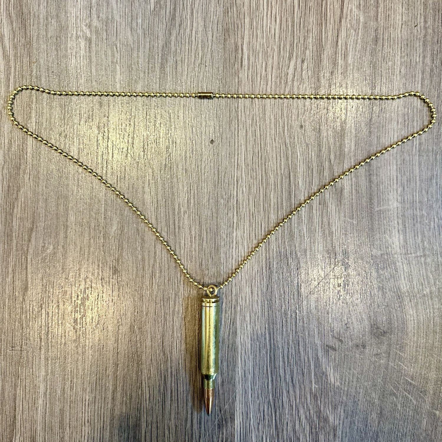 7mm REM Mag Bullet Necklace with Brass Chain