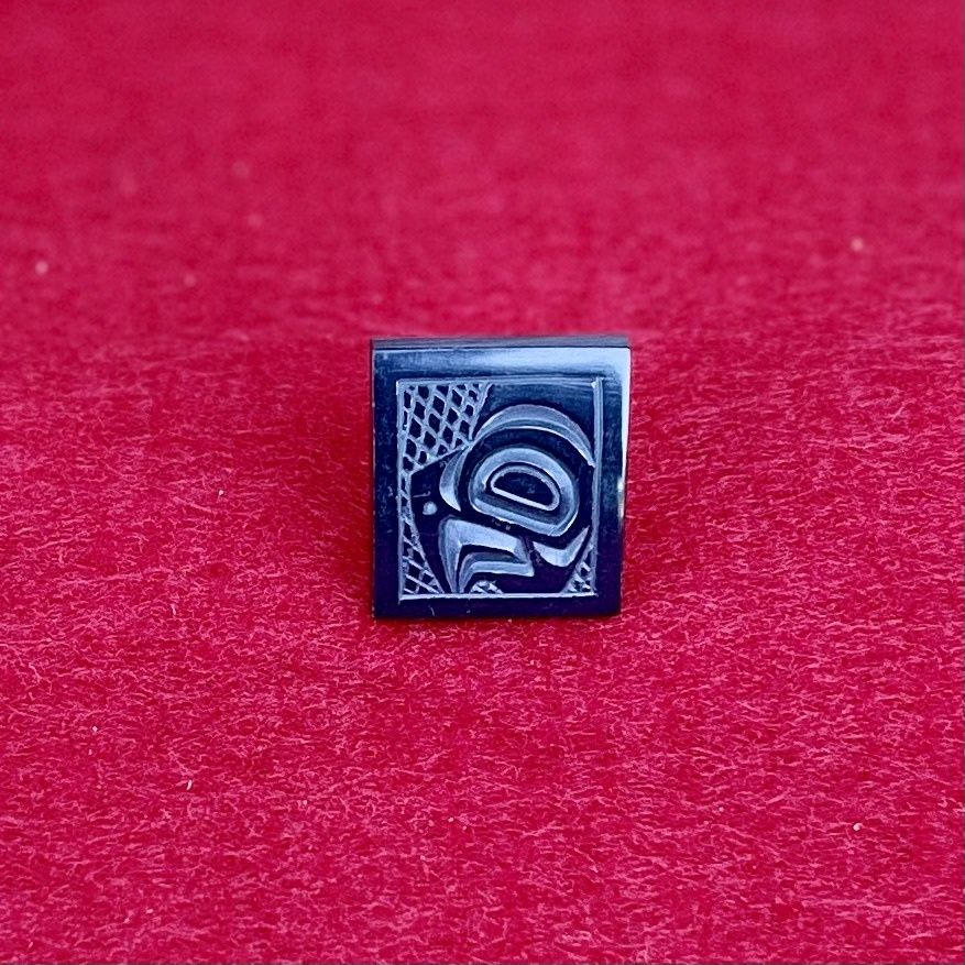 Argillite Single Cufflink Thunderbird- By Unknown