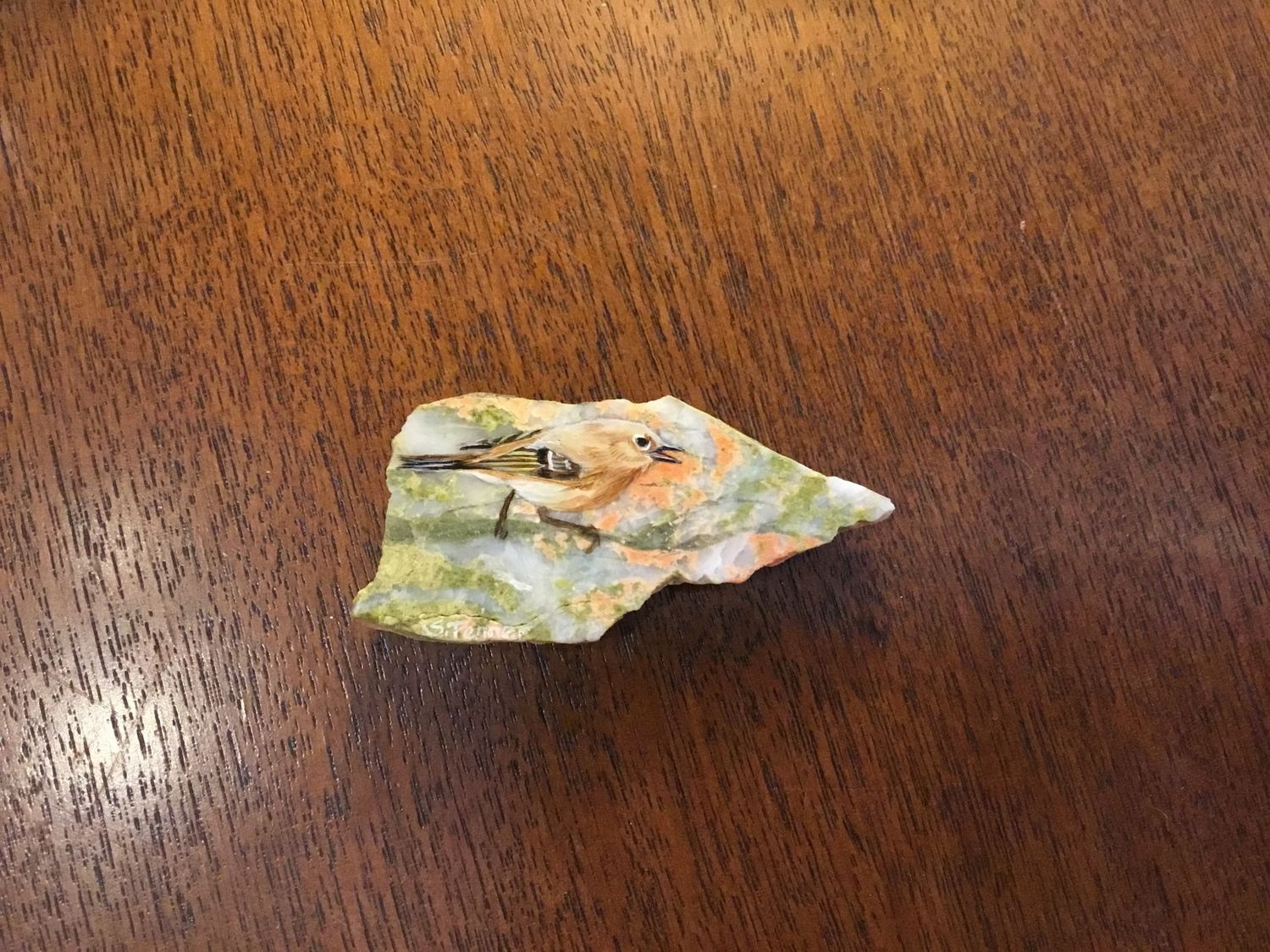 Painted Bird on Rock Magnet