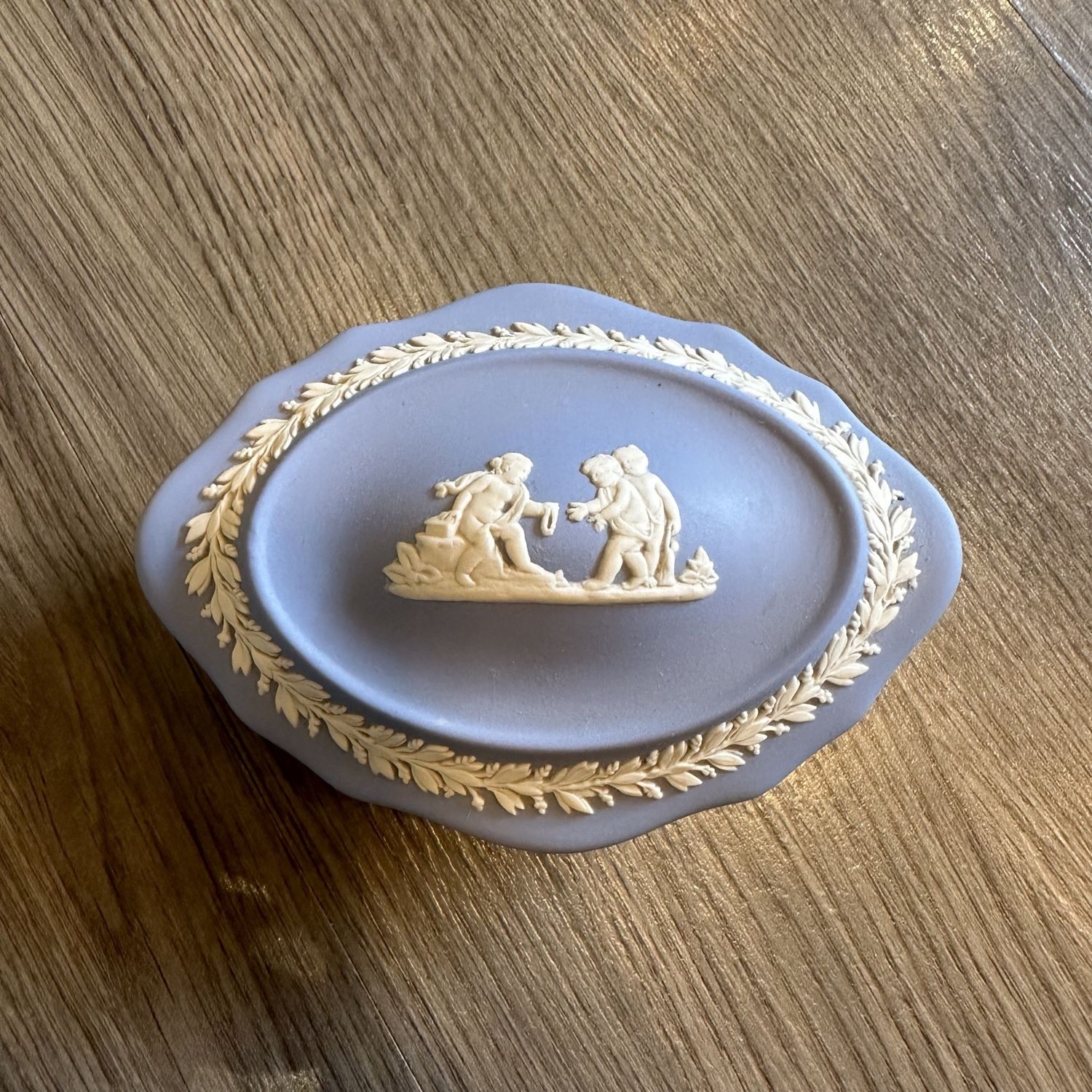 Jasperware Jewellery/Trinket box- Oval Lidded