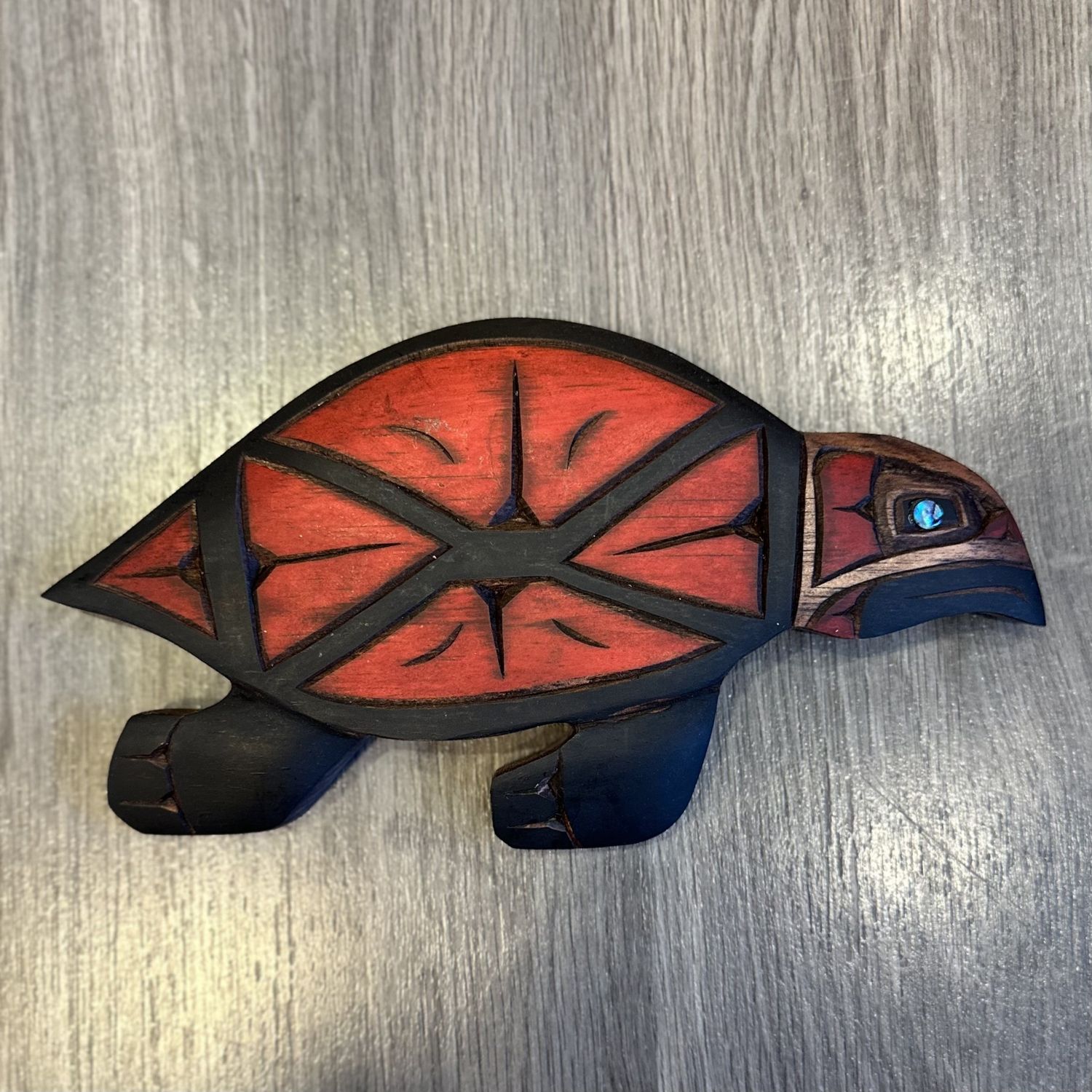 Turtle Carving with Abalone Eye - Carver: Dora Edwards