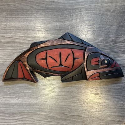 Salmon Carving Abalone Eye - Carver: Connie Edwards