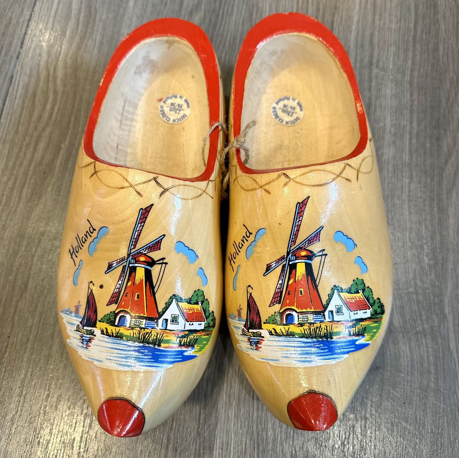 Painted Wooden Dutch Shoes Size 35/36