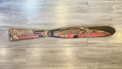 Aboriginal Eagle Salmon Raven Paddle Carving by Charles George