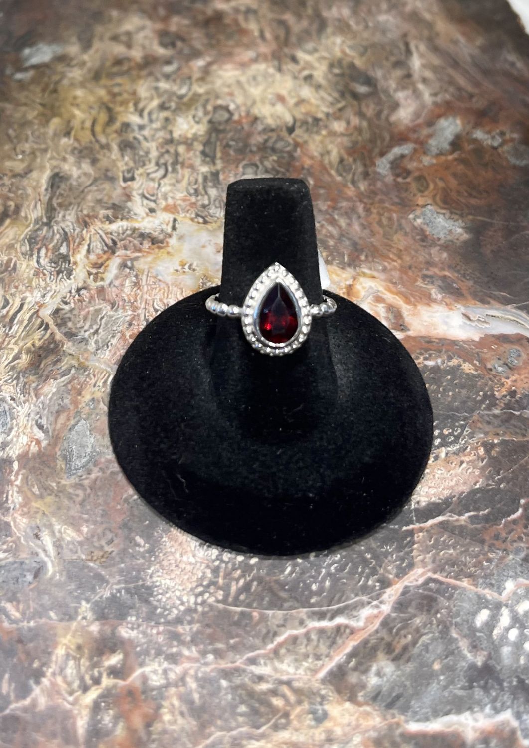 Red Almandine .925 Sz 6.5