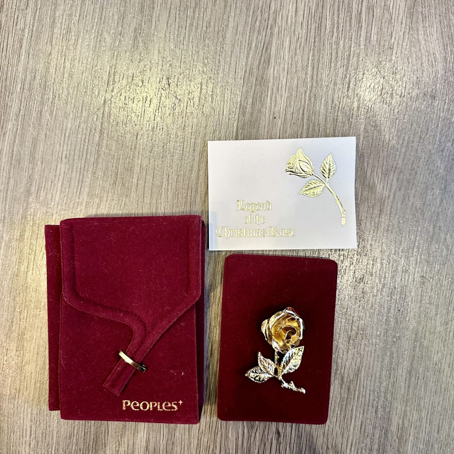 Christmas Rose Broach With Case