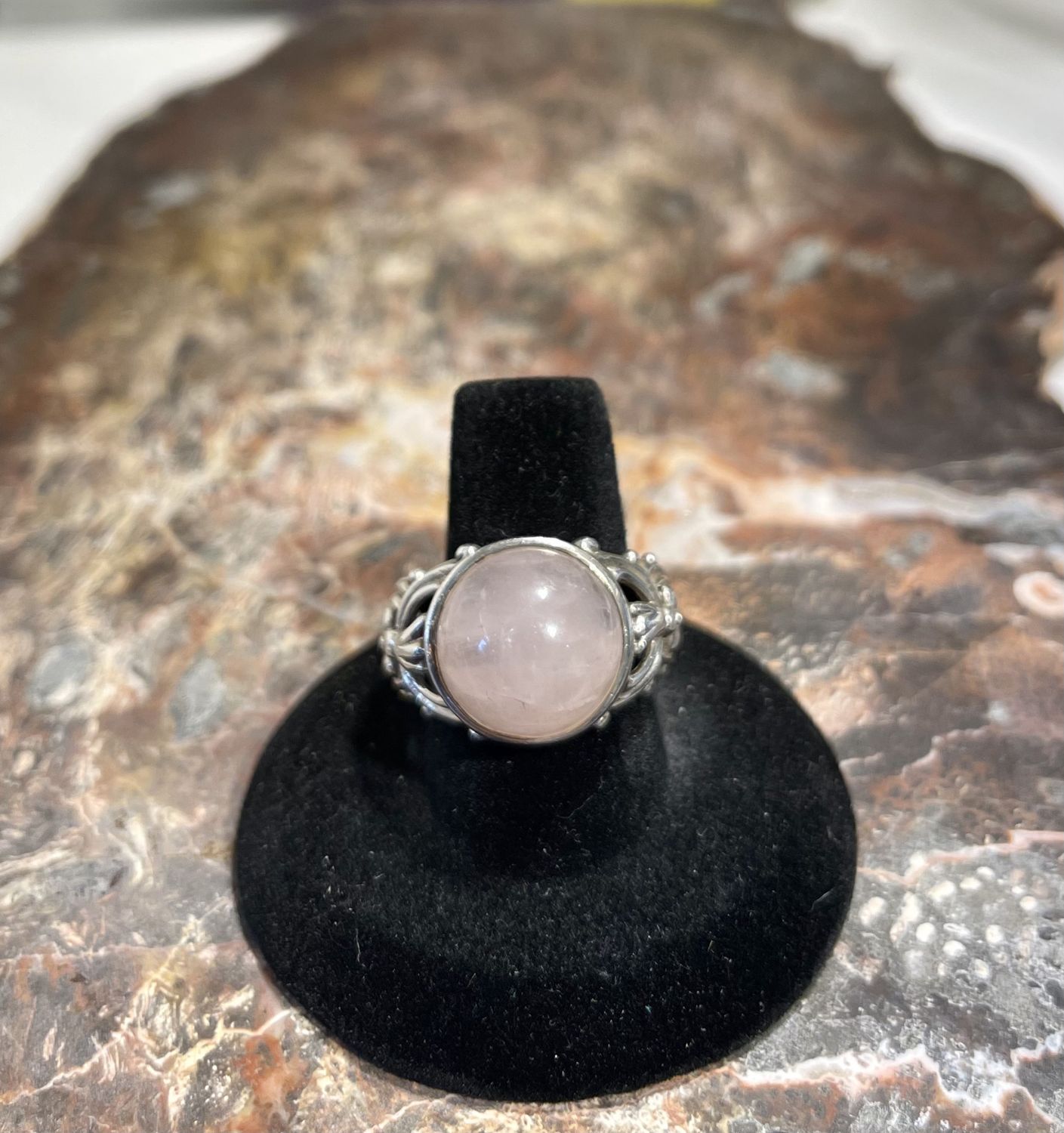 Rose Quartz Ring .925 Sz8