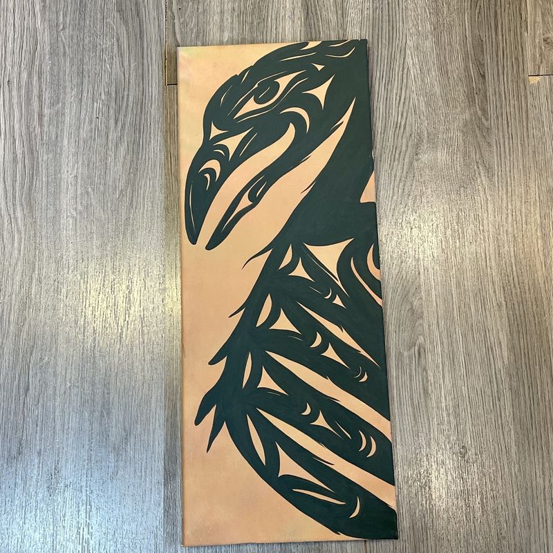 Raven  Aboriginal Canvas Painting (8”x20”)