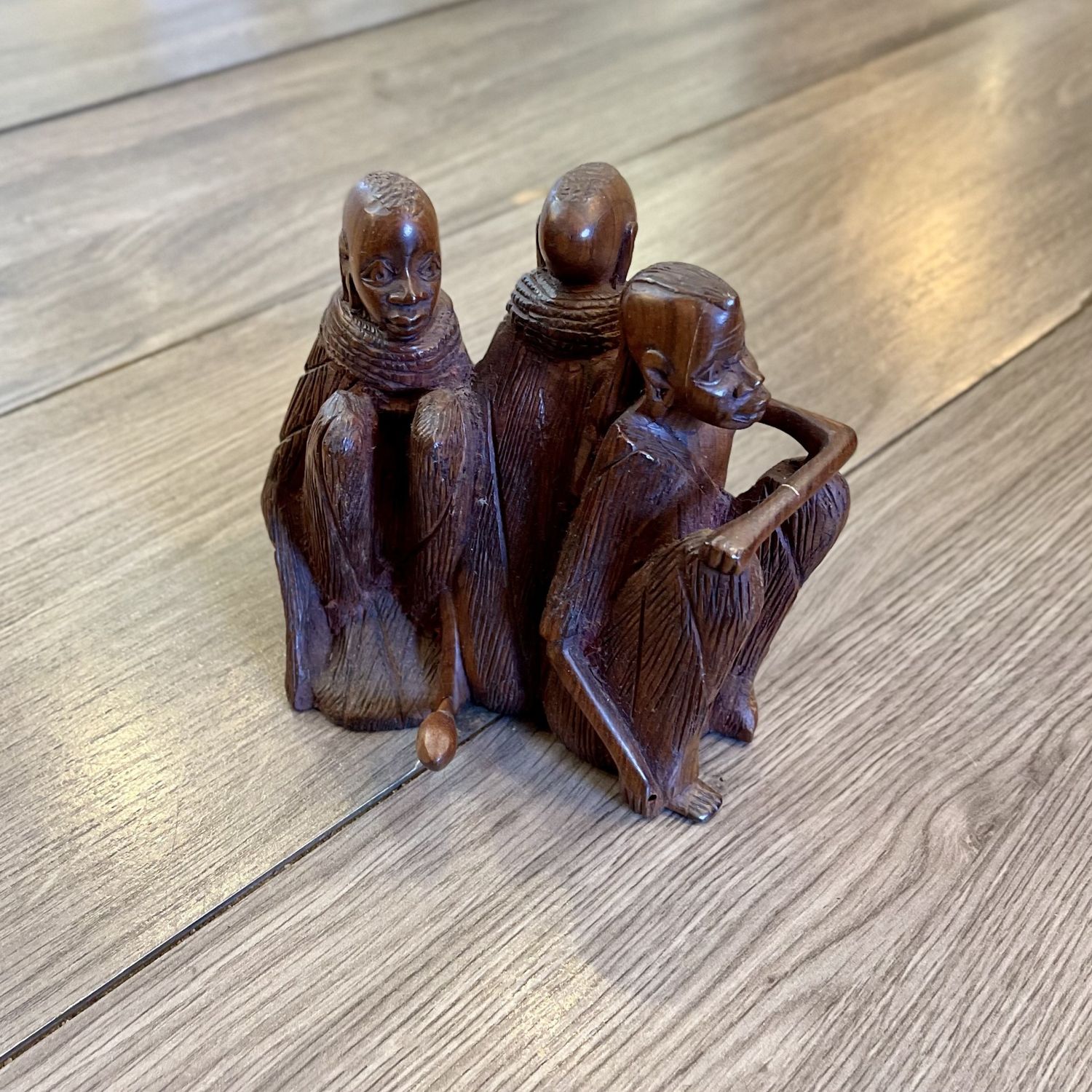 3 person African Tribal Hand Carve Wood