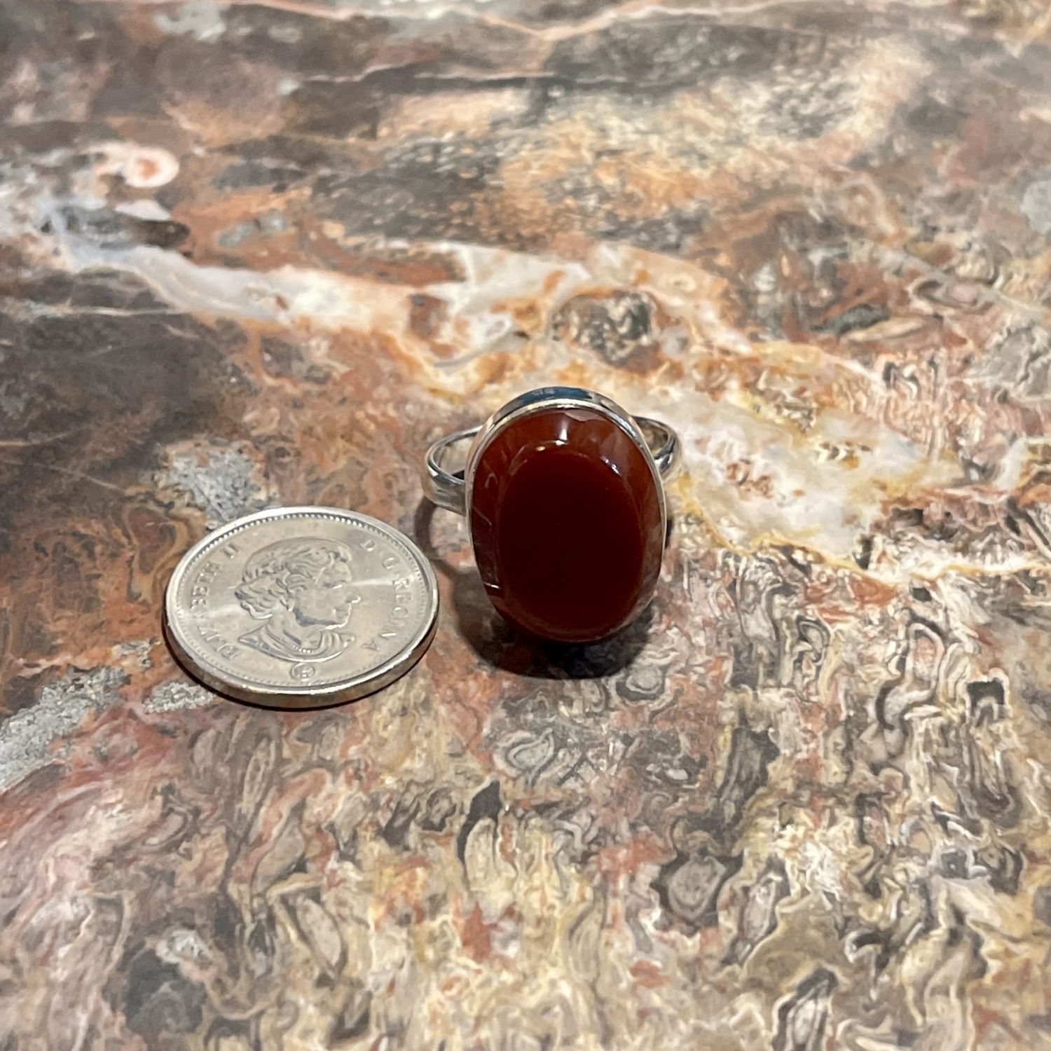 Carnelian Stone Ring .925 Sz8