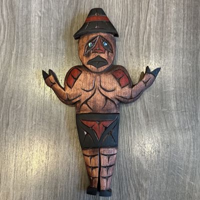 Welcome Man Carving with Abalone Eyes - Carver: Dora Edwards