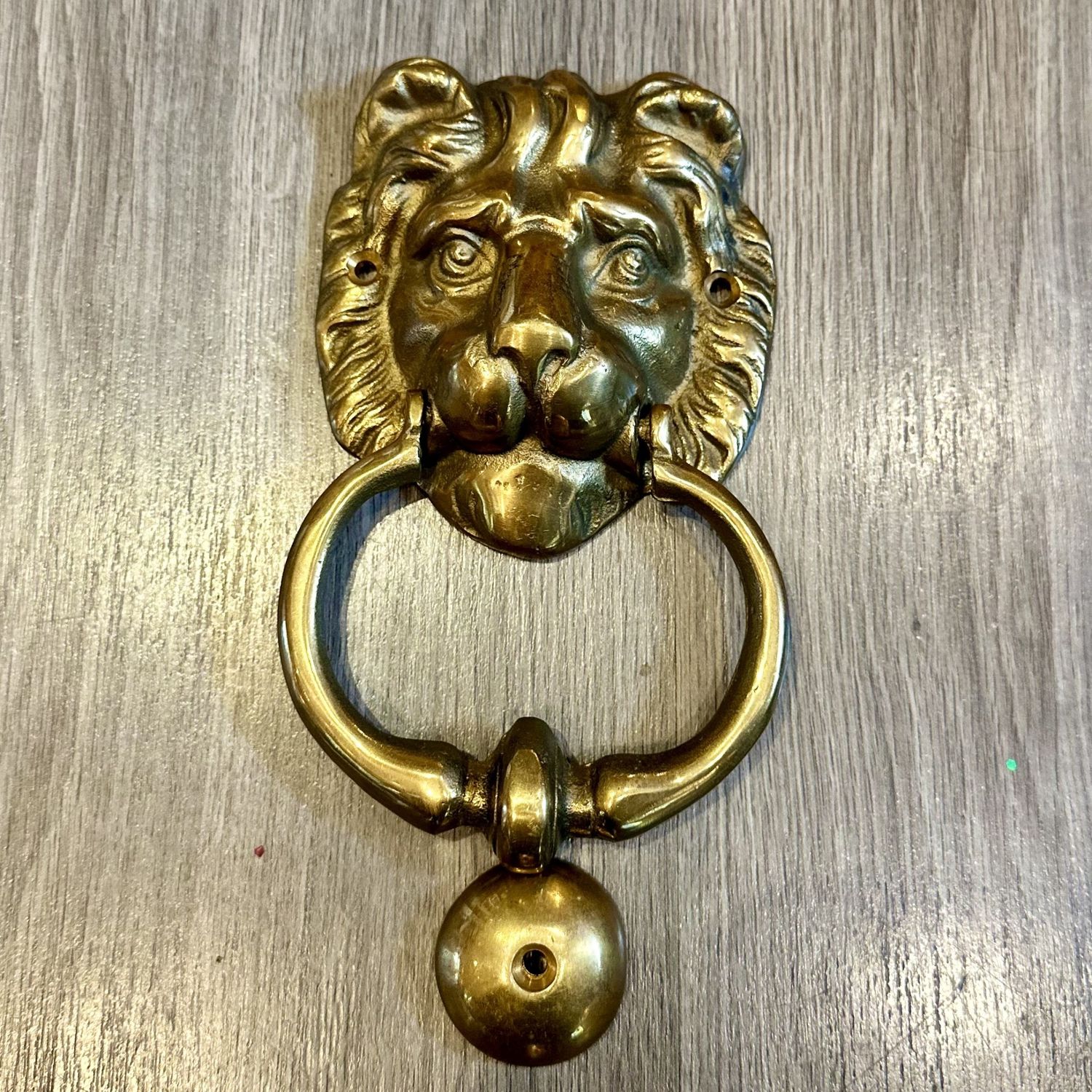 Vintage Solid Brass Lions Head Door Knocker with Knocker Plate