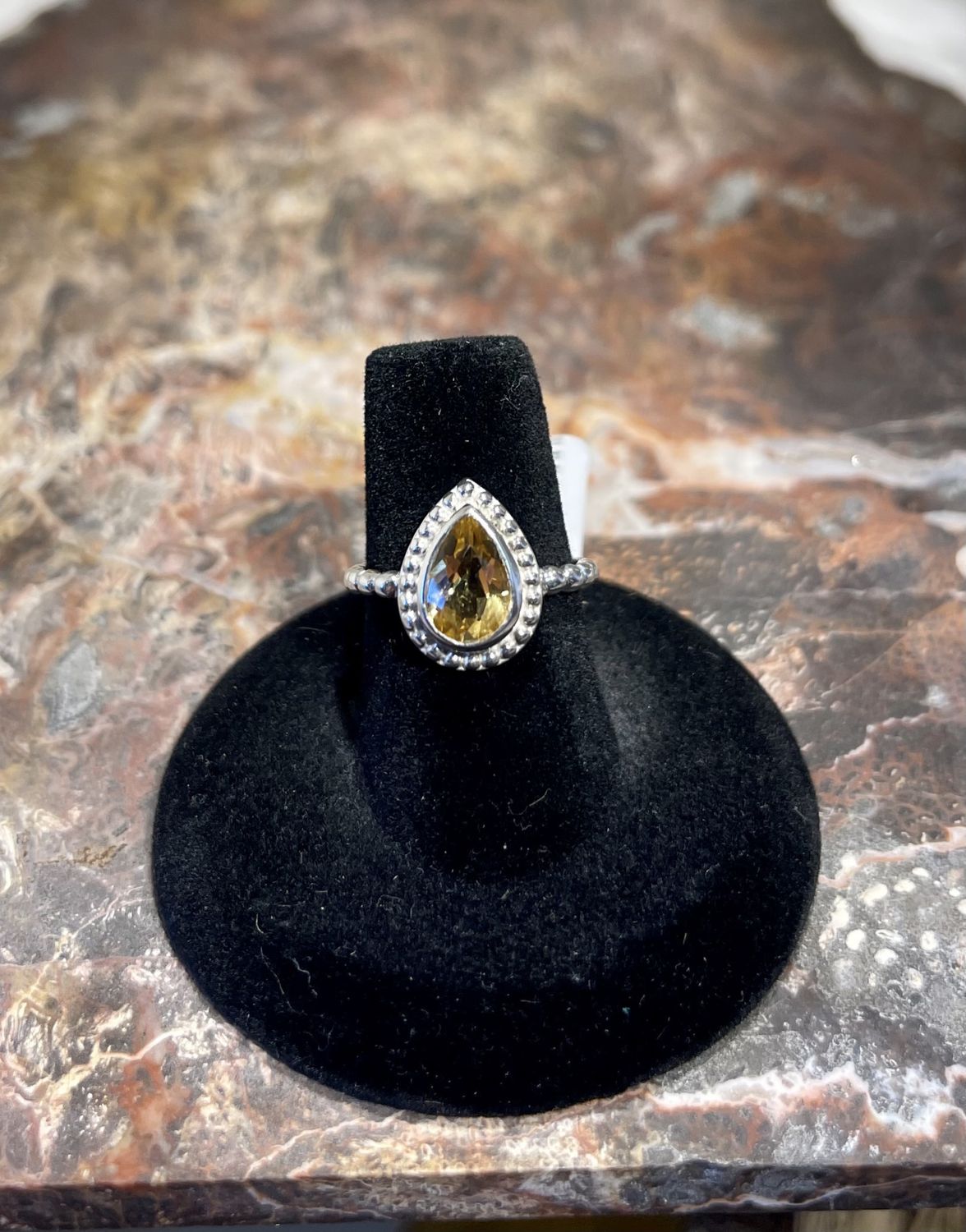 Yellow Citrine Ring  .925   Size 7