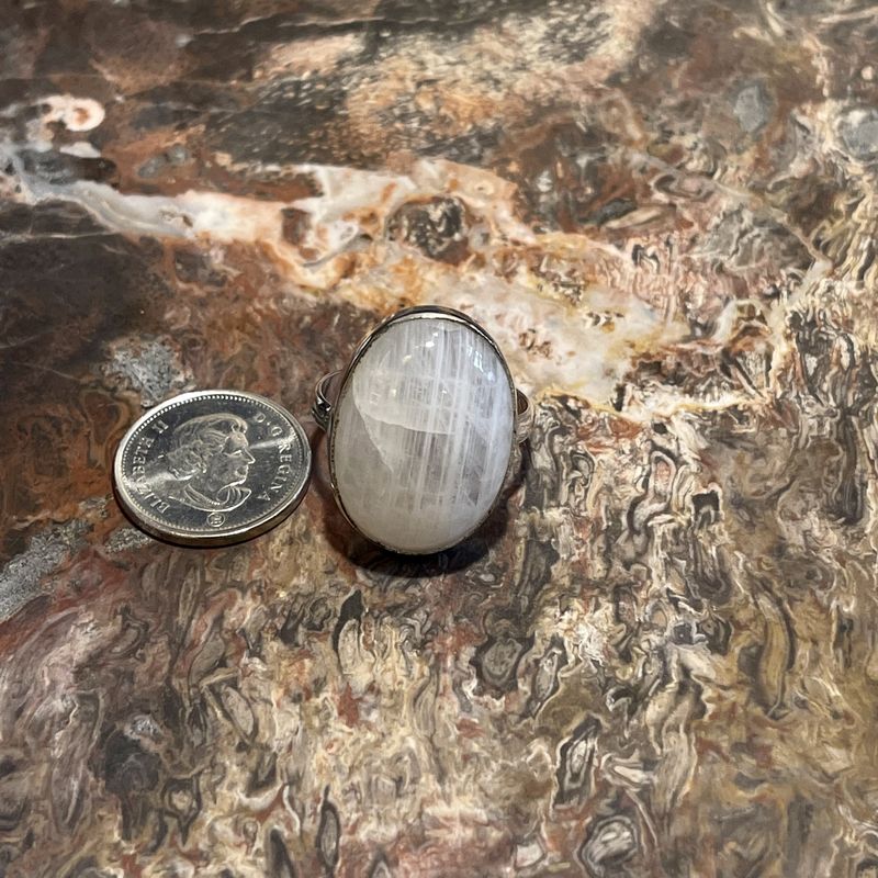Moon Stone Ring .925 Sz11