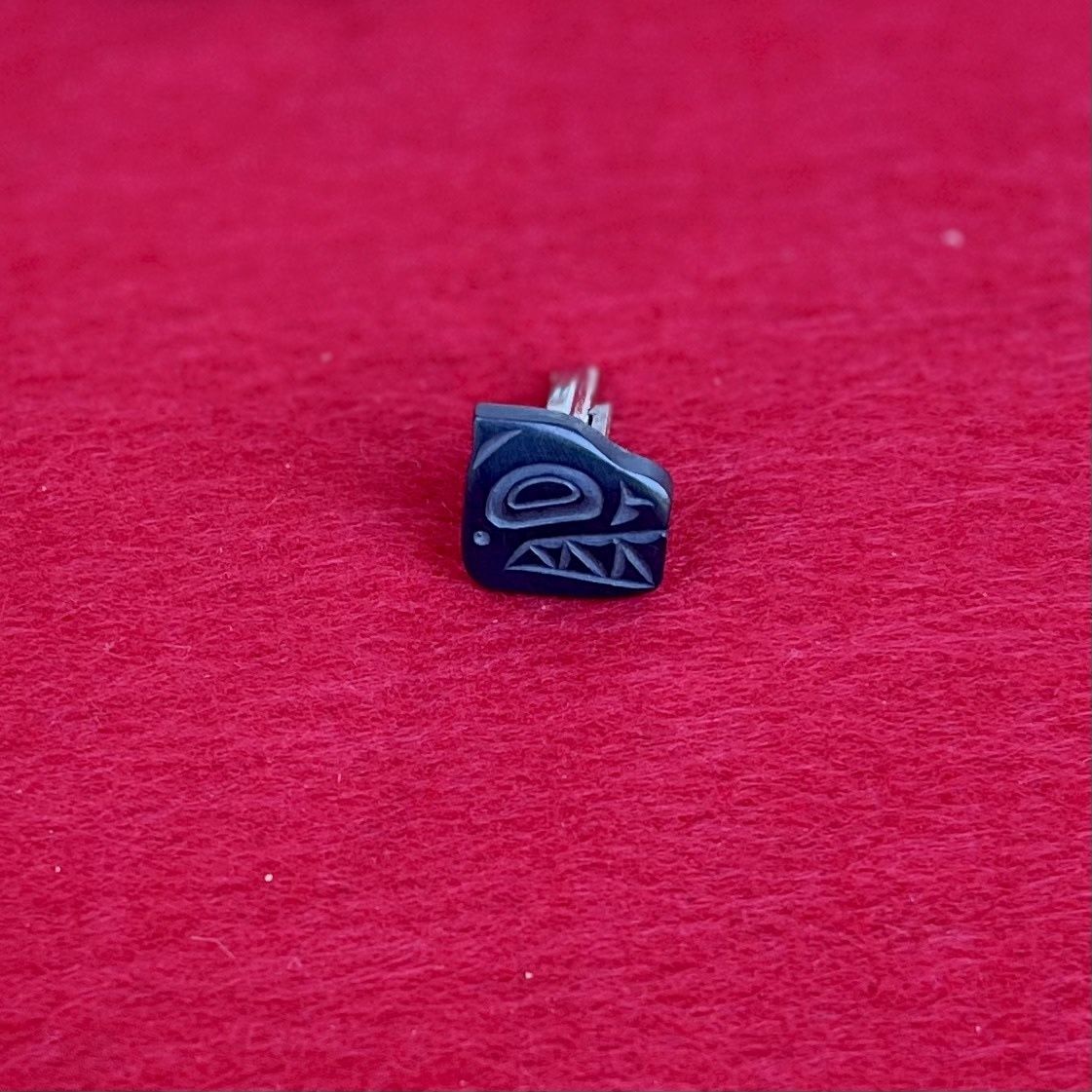Argillite Single Cufflink Carving Bear- By Pat McGuire