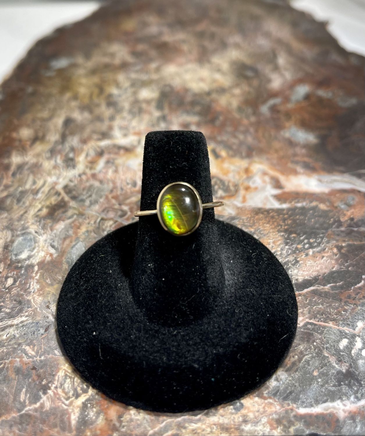 Ammolite Gold Ring Sz6.5