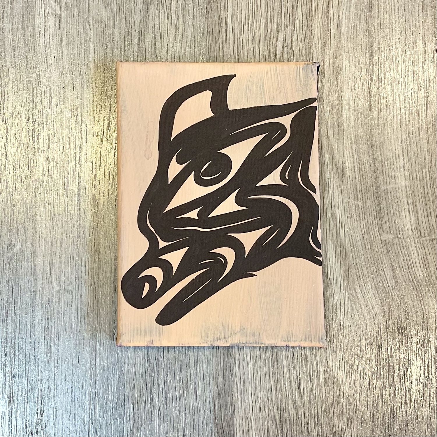 Bear Aboriginal Canvas Painting (7”x5”)