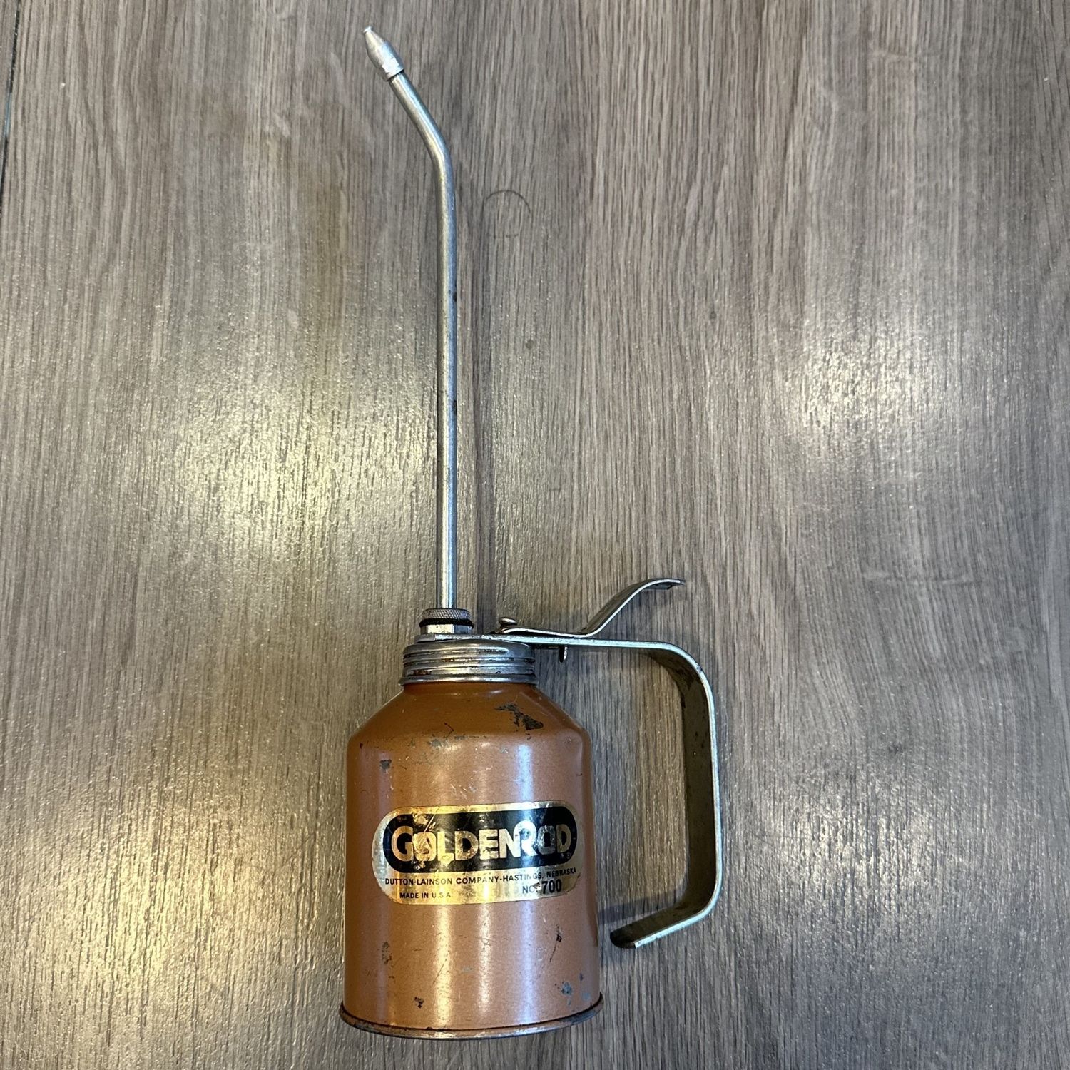 Vintage Goldenrod Copper Oile Can