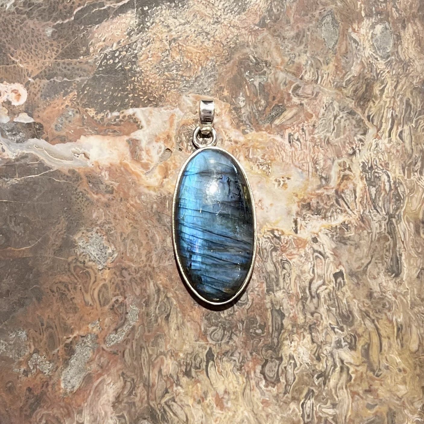 Labradorite Stone Pendant .925