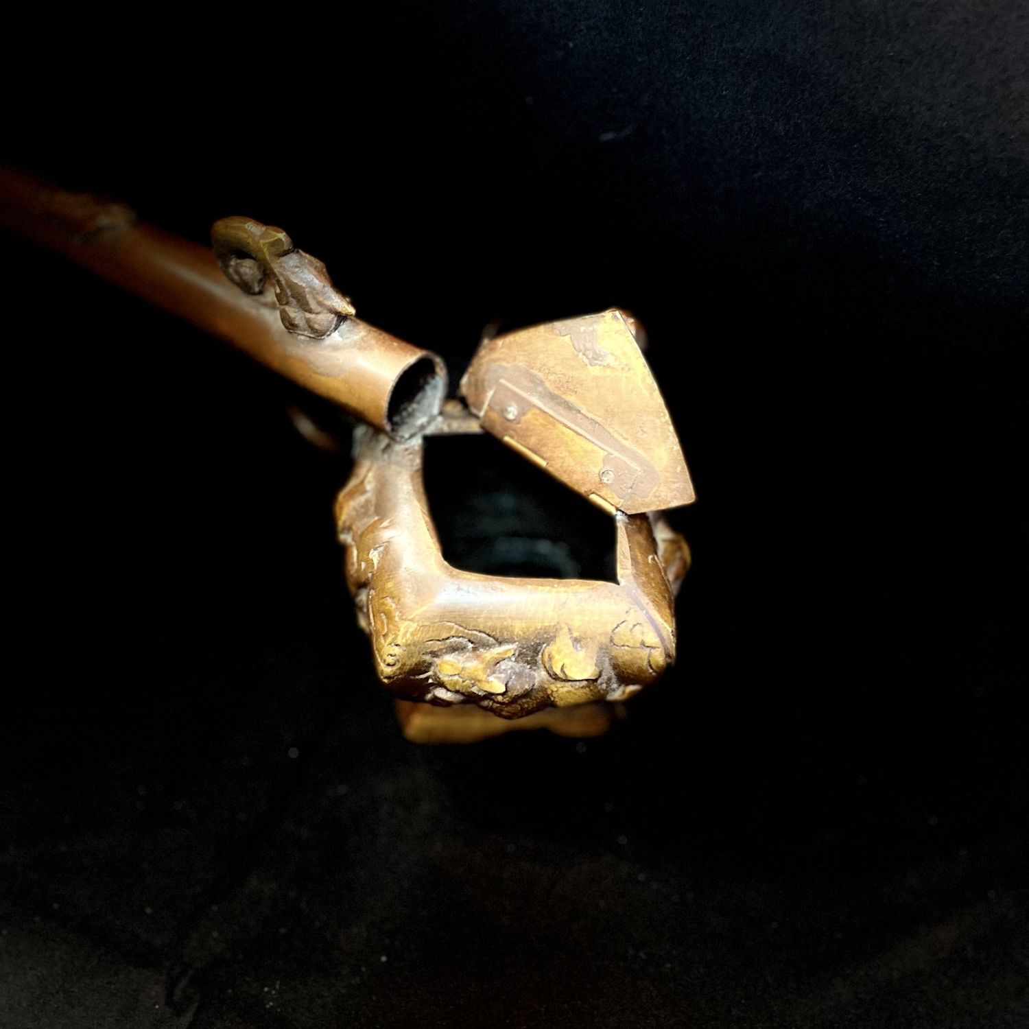 19th Century Bronze Scholars Inkwell &amp; Brush Holder