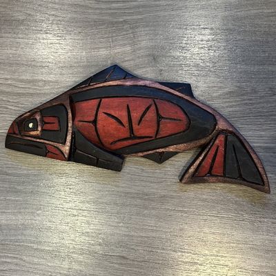 Salmon Carving with Abalone Eye - Carver: Connie Edwards