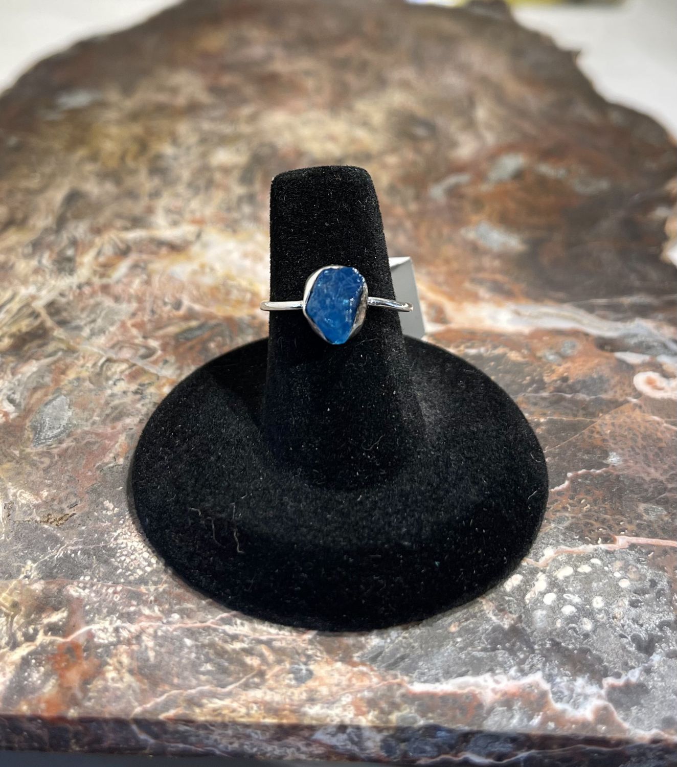 Rough Cut Zircon Ring   .925 Sz 7
