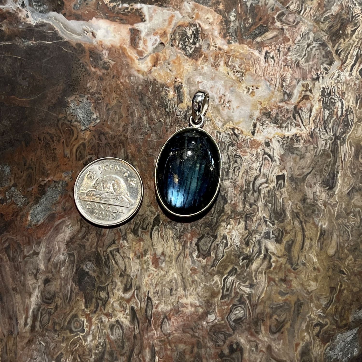 Labradorite Stone Pendant .925