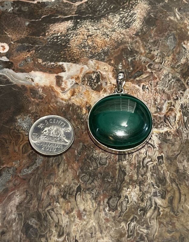 Malachite Stone Pendant .925