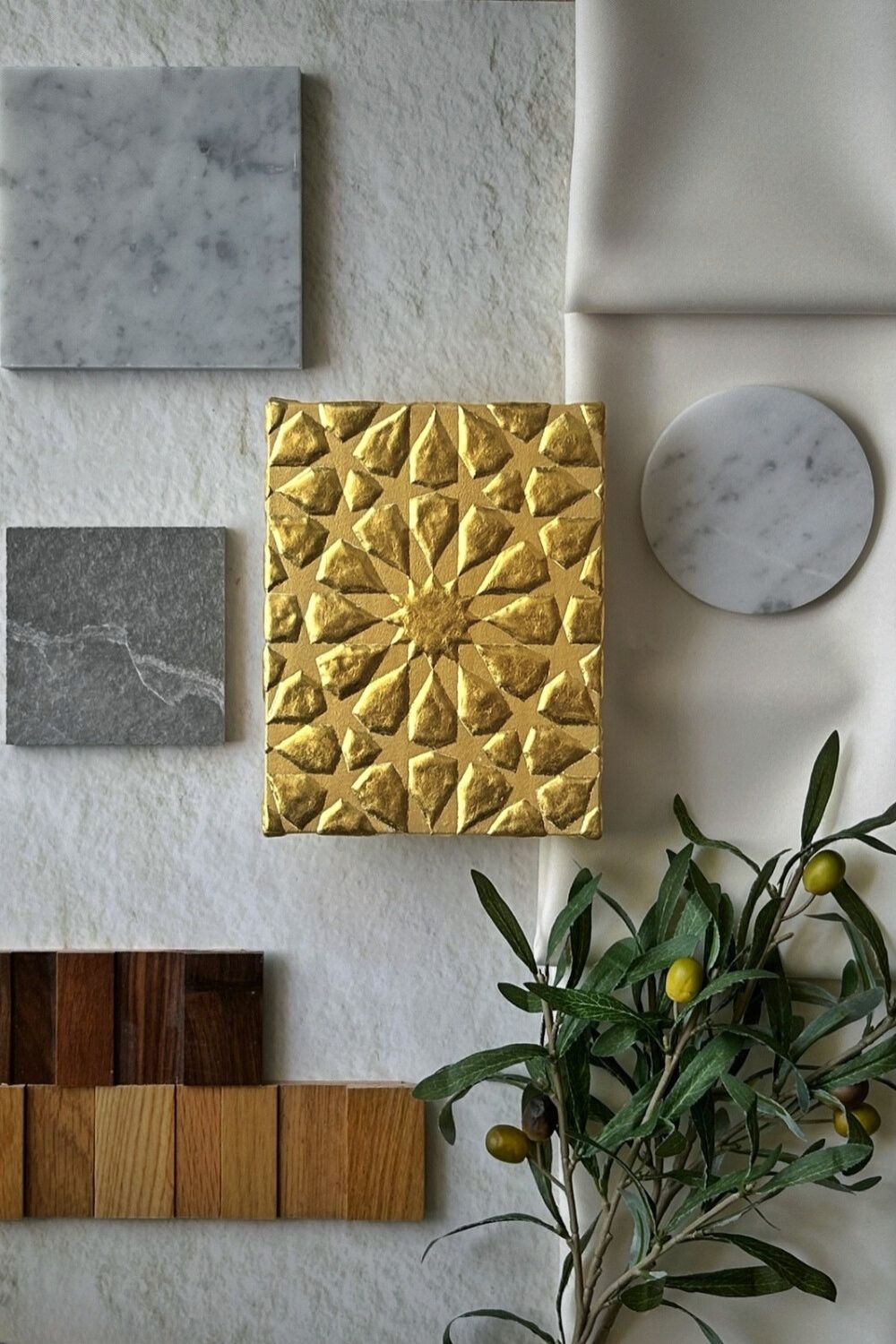 Arabesque Gold Panel – Sculpted Pattern in Pure Gold Leaf