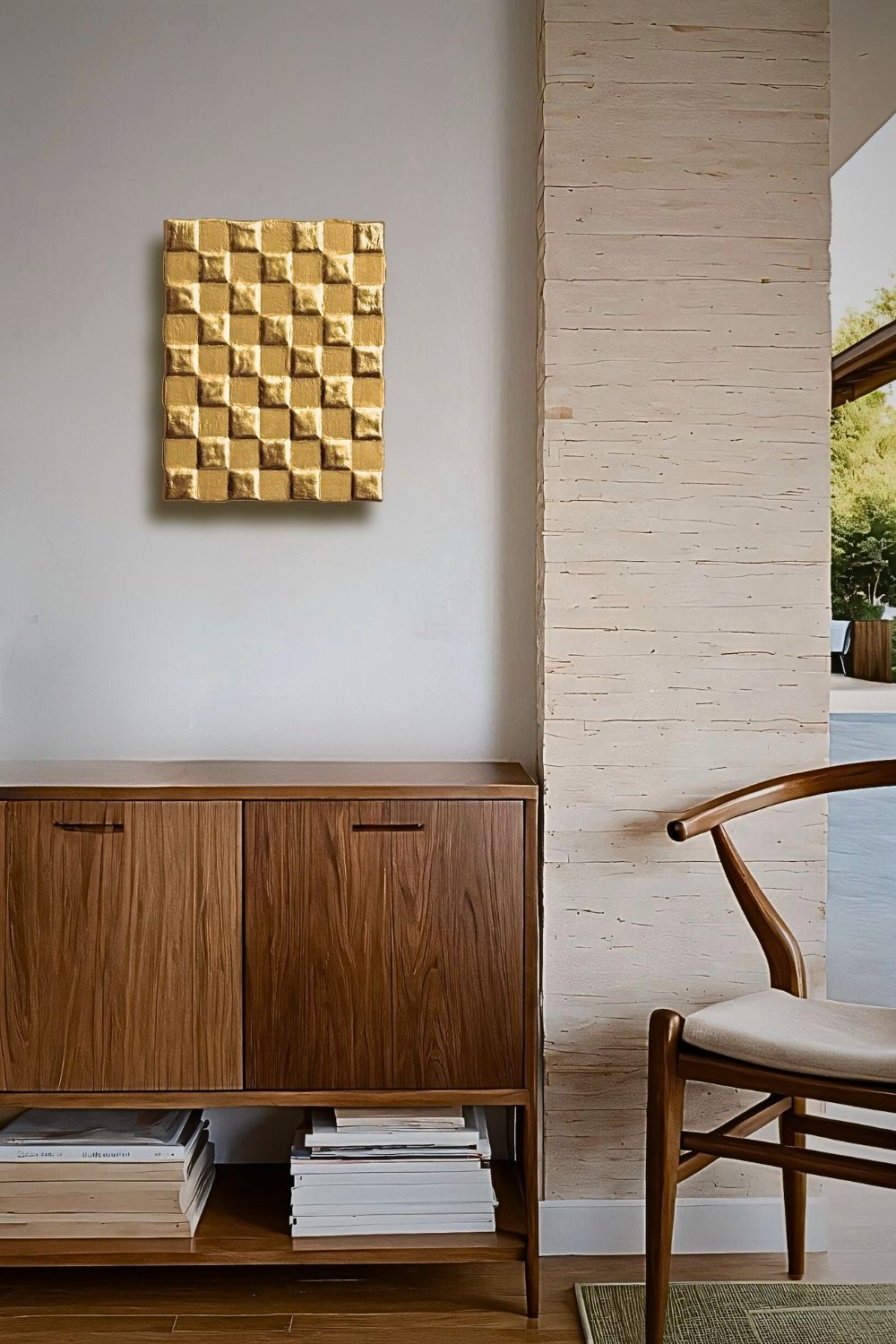 Ichimatsu Gold Panel – Sculpted Calm in Pure Gold Leaf