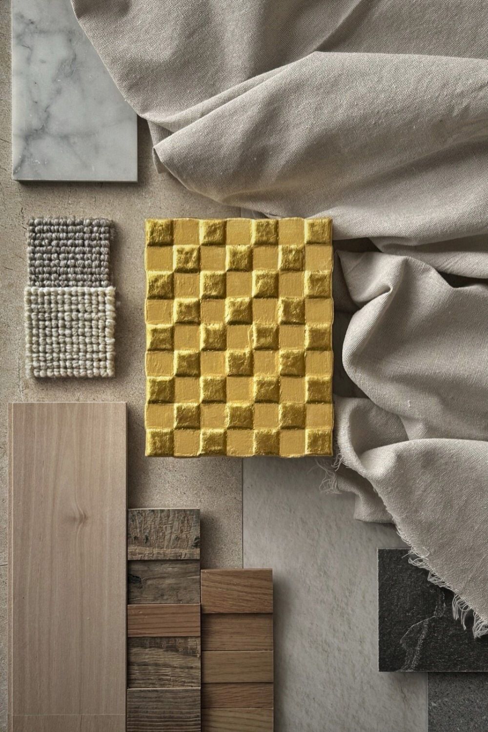 Ichimatsu Gold Panel – Sculpted Calm in Pure Gold Leaf