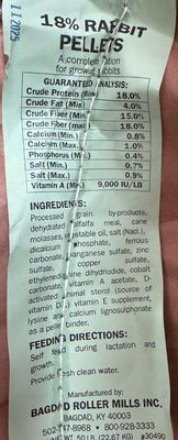 BRM  18% Rabbit Pellets
