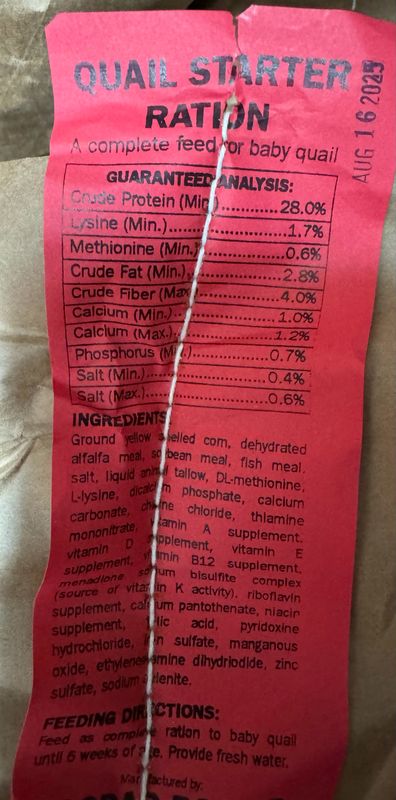 BRM Quail Starter Ration 28%