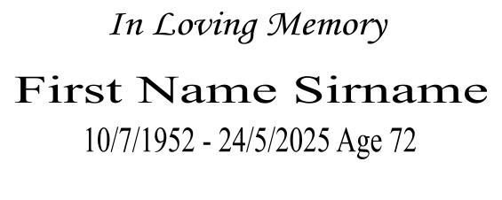 Funeral labels Input