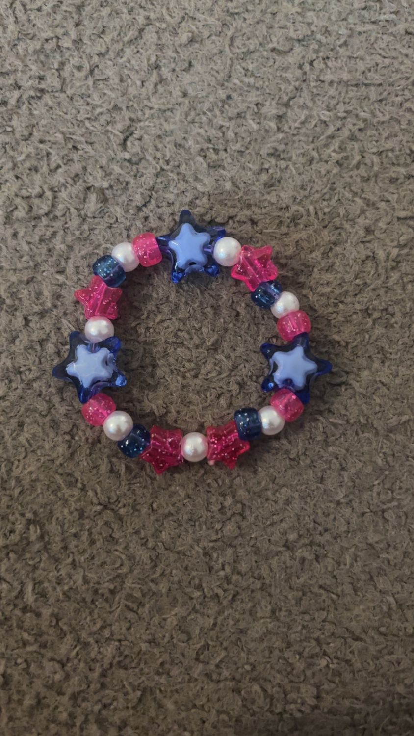 Pink, Blue & White Star Bracelet