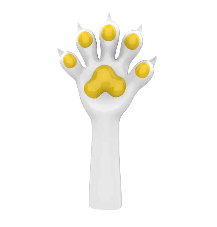 Silicone Furry Dog Paw White With Color Print