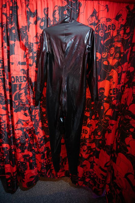 Black latex catsuit