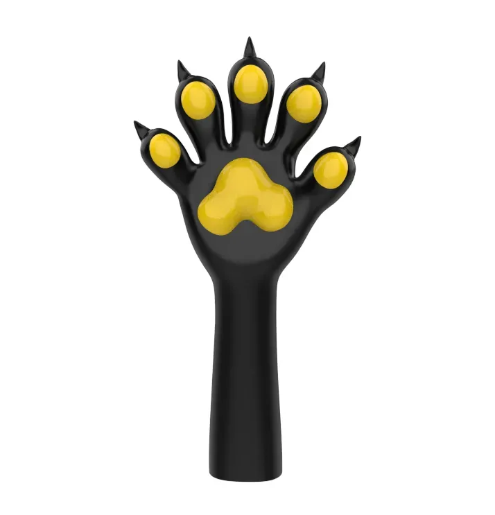 Silicone Furry Dog Paw Black With Color Print