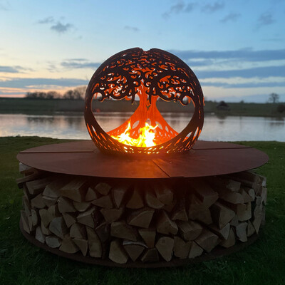 Low Firepit Table With Sphere