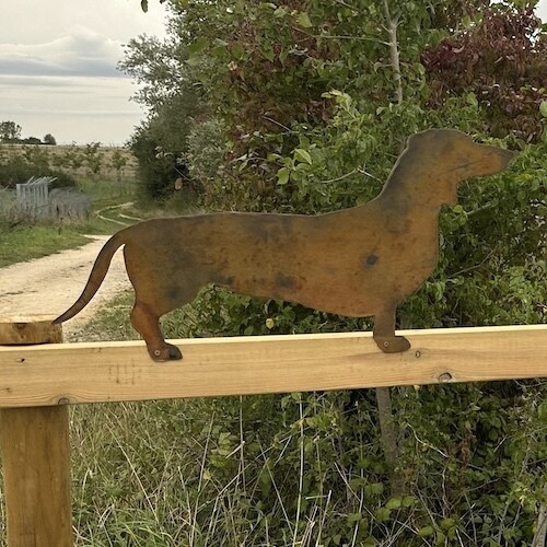 Carved Steel Sausage Dog - Long