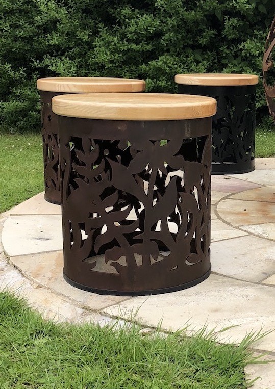 Carved Stool - Wildflower Design