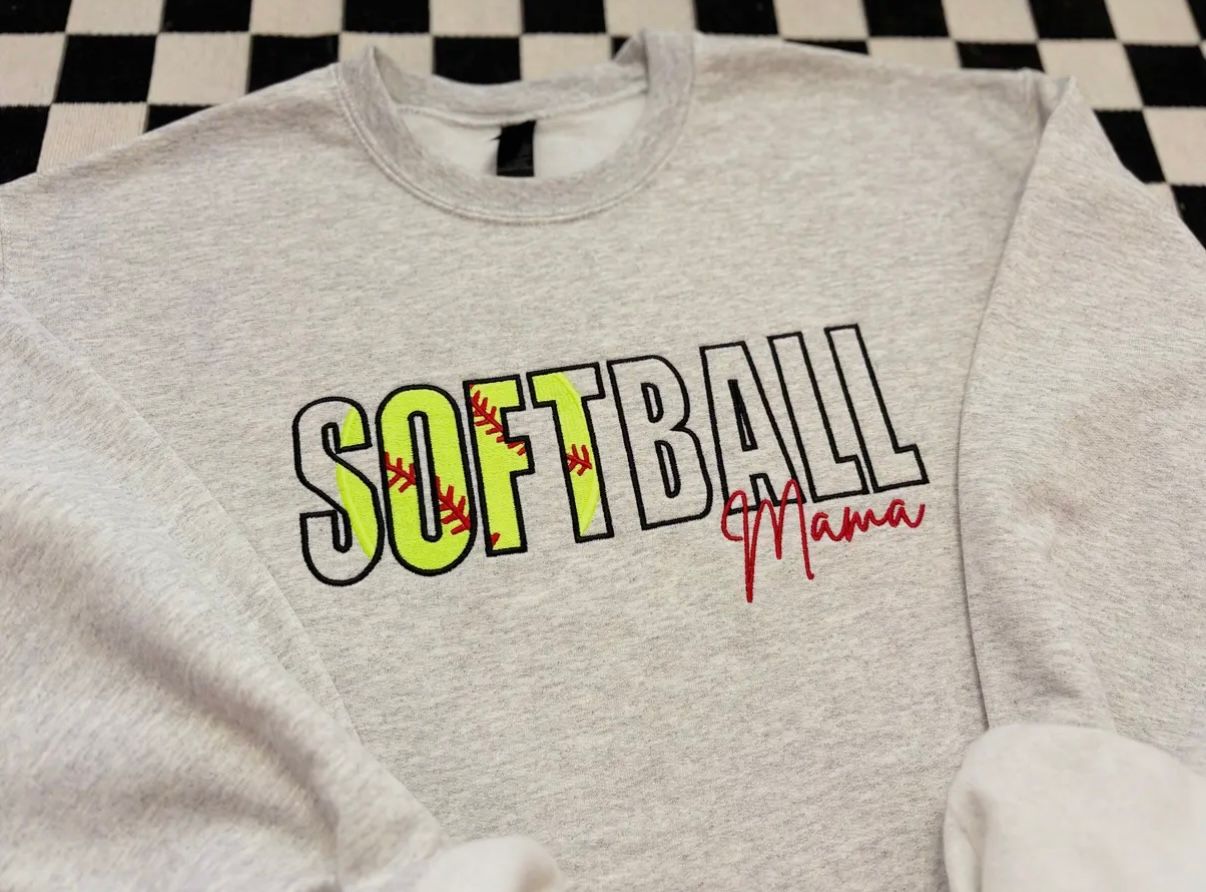 PRE ORDER Softball Embroidered Mama Sweatshirt