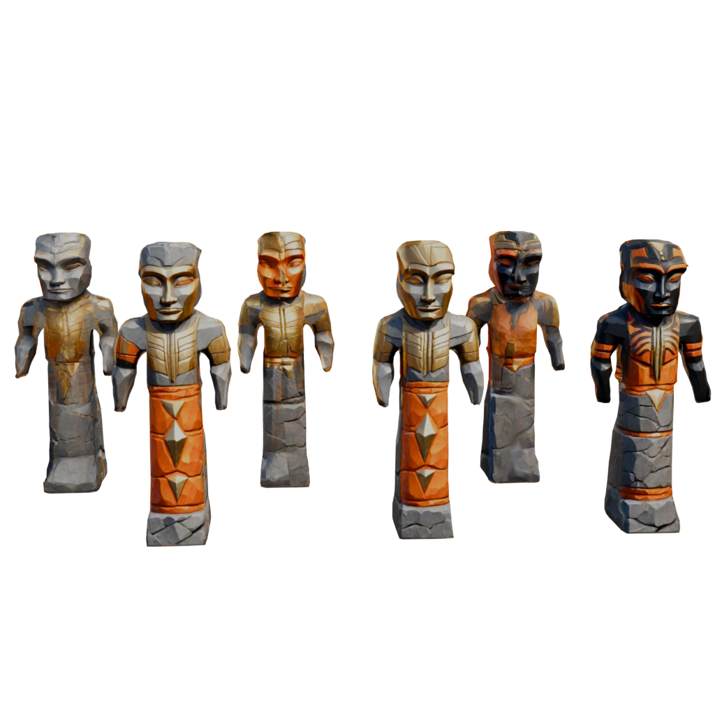 Humanoid Totem Poles - SET of 6 Assets
