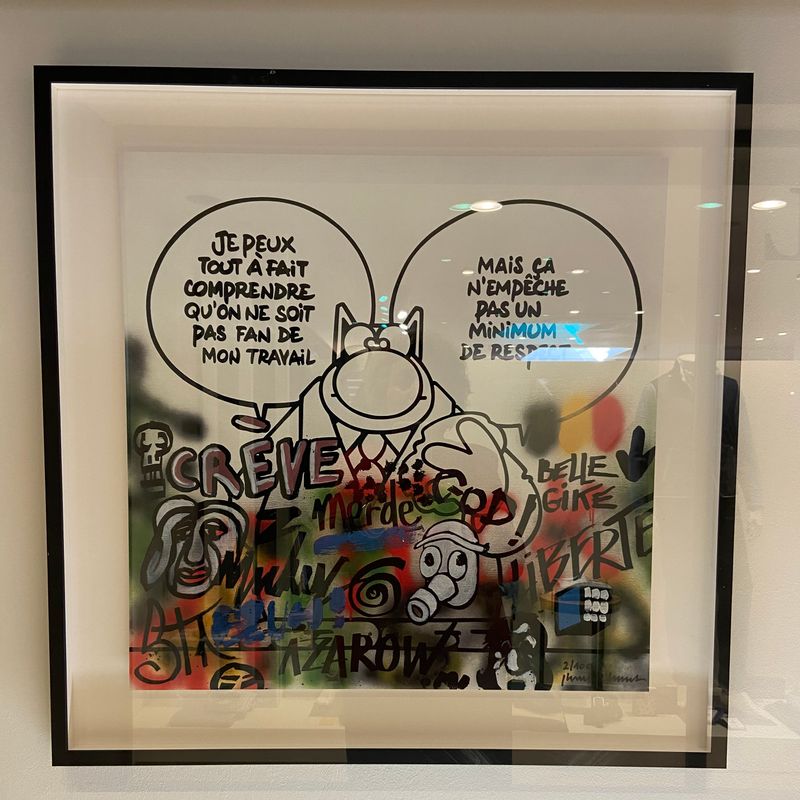 GELUCK, Le Chat, Sérigraphie encadrée, Respect, 100 ex, 90 x 90 cm.