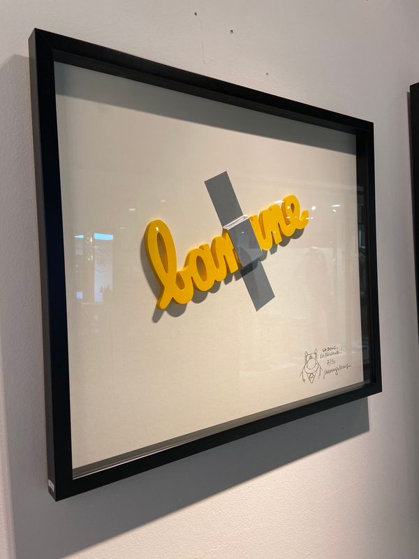Geluck, Le Chat, Sérigraphie encadrée, Banane, 30 ex, 63 x 53 cm.