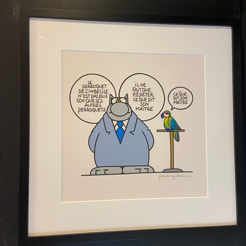 GELUCK, Le Chat, Dessin original, Perroquet, 53 x 53 cm.