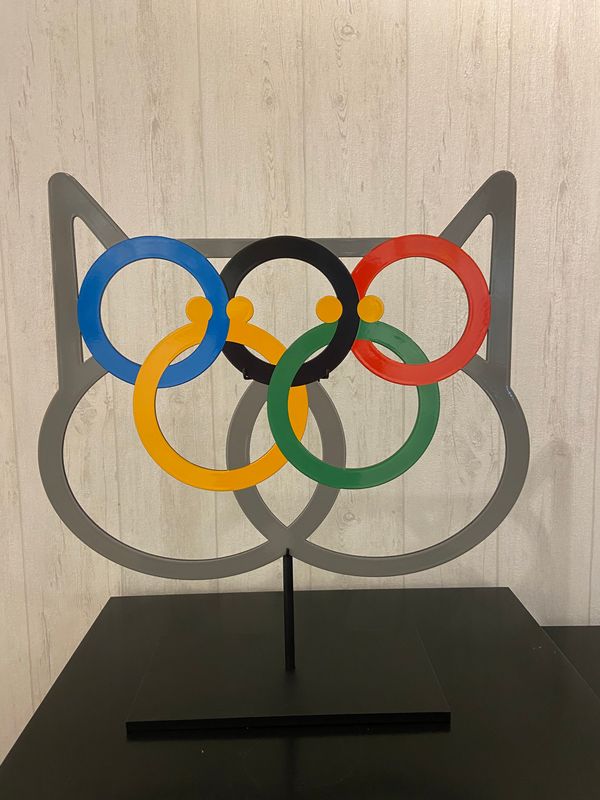 Geluck, Le Chat, Plaque émaillée, Jeux olympiques, 100ex, 50 x 50cm