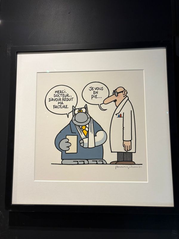 Geluck, Le Chat, Dessin original, Docteur, 63 x 53 cm.