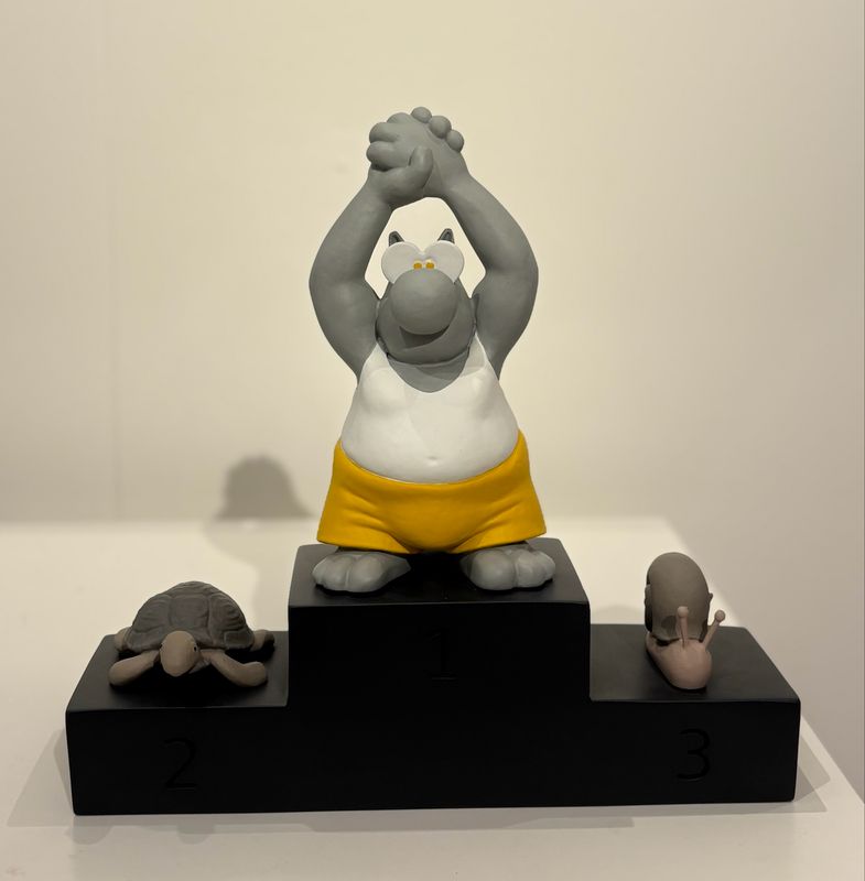 Geluck, Le Chat, Sculpture, résine, Le Dieu du stade, 100 ex, 30 cm.