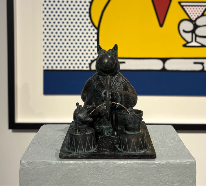Geluck, Le Chat, Sculpture, bronze, Pipi et Grosbidet, 50 ex, 21 cm.